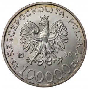 Polska, III RP, 100 000 złotych 1990 Solidarność, typ A
