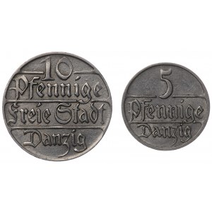 Danzig, 5 and 10 fenigs 1923 - set of 2 pieces