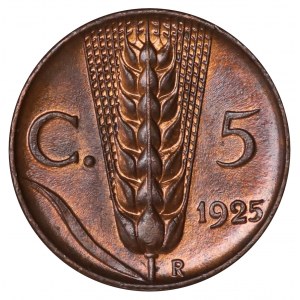 Italy, 5 centesimi 1925