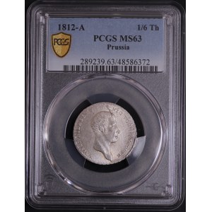 Niemcy, Prusy, Fryderyk Wilhelm III, 1/6 talara 1812 A, Berlin - TOP POP