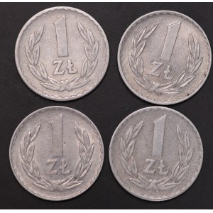 Poland, PRL, 1 zloty (1957, 1970, 1972, 1973) - set of 4 pieces