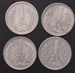 Poland, PRL, 1 zloty (1957, 1970, 1972, 1973) - set of 4 pieces