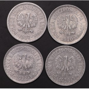 Poland, PRL, 1 zloty (1957, 1970, 1972, 1973) - set of 4 pieces