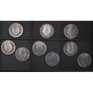 Poland, PRL, 1 zloty - set of 9 pieces