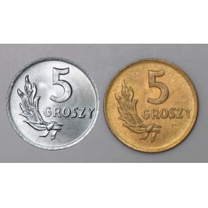 Polska, PRL, 5 groszy 1949 - zestaw 2 sztuk