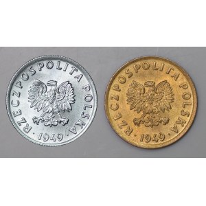Polska, PRL, 5 groszy 1949 - zestaw 2 sztuk