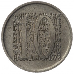 Jugosławia, 10 dinara 1978, PRÓBA - bardzo rzadkie