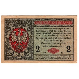 Polska, 2 marki polskie 1916, seria A 0071504, jenerał