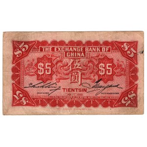 Chiny, Exchange Bank of China, 5 dolarów 1920, Tientsin