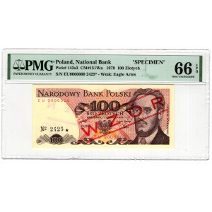Polska, PRL, 100 złotych 1979, seria EU, WZÓR No 2425 - PMG 66 EPQ