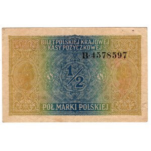 Pologne, 1/2 marque polonaise 1916, série B, Général