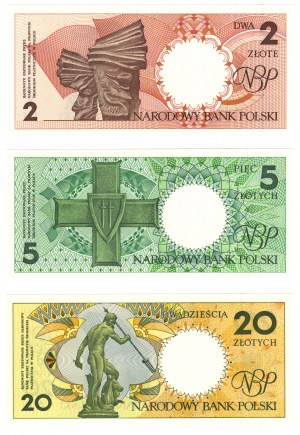 Poland, Third Republic, 2,5,20 gold 1990 - set of 3 pieces