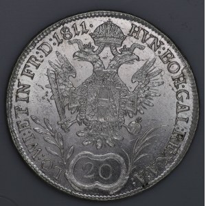 Austria, Franciszek II, 20 Krajcarów 1811 A, Wiedeń - piękne
