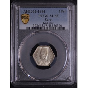 Egipt, Faruk I, 2 piastres 1944 AH 1363