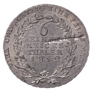 Niemcy, Prusy, Fryderyk Wilhelm III, 1/6 talara 1812 B, Wrocław - bardzo rzadka w tak pięknym stanie
