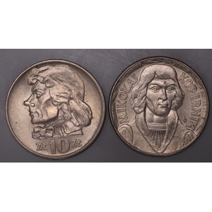 Polska, PRL, 10 złotych Tadeusz Kościuszko i 10 złotych Mikołaj Kopernik 1959 - zestaw 2 sztuk