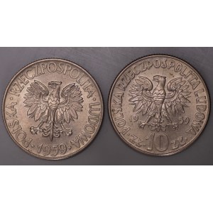 Polska, PRL, 10 złotych Tadeusz Kościuszko i 10 złotych Mikołaj Kopernik 1959 - zestaw 2 sztuk