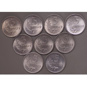 Poland, PRL, 5 pennies 1971 - set of 9 pieces