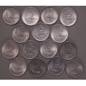 Poland, People's Republic of Poland, 5 pennies 1970 - set of 15 pieces