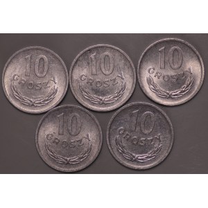 Poland, People's Republic of Poland, 10 pennies 1971 - set of 5 pieces