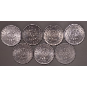 Polska, PRL, 10 groszy - zestaw 7 sztuk