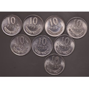 Polska, PRL, 10 groszy 1976/1977 - zestaw 8 sztuk