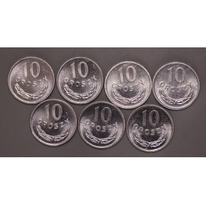 Polska, PRL, 10 groszy 1981 - zestaw 7 sztuk