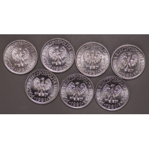 Polska, PRL, 10 groszy 1981 - zestaw 7 sztuk