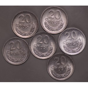 Poland, PRL, 20 groszy 1976/85 - set of 6 pieces
