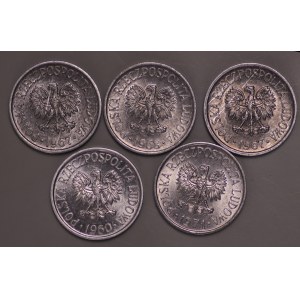 Poland, People's Republic of Poland, 5 pennies 1960/1967/1968/1971 - set of 5 pieces