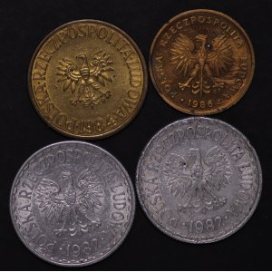 Poland, People's Republic of Poland, 2 x 1 zloty 1982 (thin date), 5 zloty 1984, 2 zloty 1986 SLR - set of 4 pieces