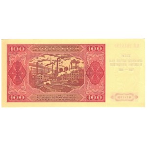 Polska, 100 złotych 1948, seria KR, z pamiątkowym nadrukiem - XX-LAT DZIAŁALNOŚCI ODDZIAŁU PTAiN W GORZOWIE WIELKOPOLSKIM 1966-1986