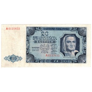 Pologne, 20 zlotys 1948, série A
