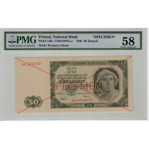 Poland, 50 zloty 1948, series AA 8900000, SPECIMEN