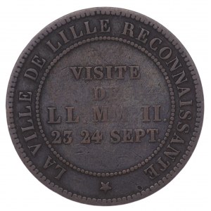 Francja. Medal upamiętniający wizytę Napoleona III w Lille, 1853