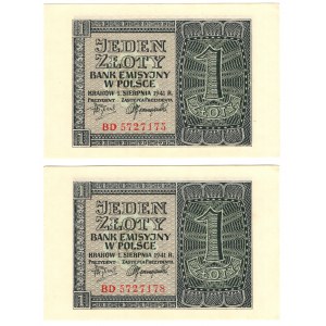 Polska, 1 złoty 1941 seria BD - zestaw 2 sztuk