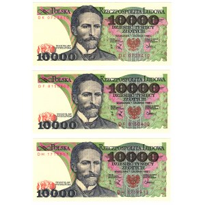 Poland, People's Republic of Poland, 10,000 gold 1988 series DK/DF/DH - set of 3 pieces