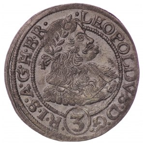 Silesia under Austrian rule, Leopold I, 3 krajcary 1670 SHS, Wrocław, Poland
