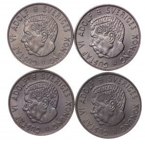 Sweden, Gustav VI Adolf, 2 crowns 1968/69/70/71 - set of 4 pieces