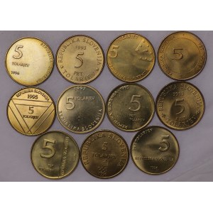 Słowenia, 5 tolarjev - zestaw 11 sztuk