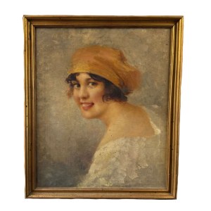 ANONIMO, Porträt eines Mädchens mit Kopfbedeckung