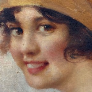 ANONIMO, Ritratto di ragazza con copricapo