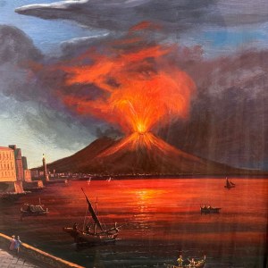 UNIDENTIFIED SIGNATURE, Der Ausbruch des Vesuvs von Santa Lucia aus gesehen