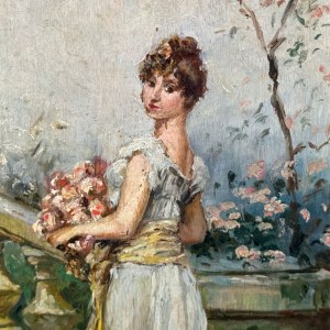 DE ROSA, Ritratto di nobildonna con fiori - L. De Rosa