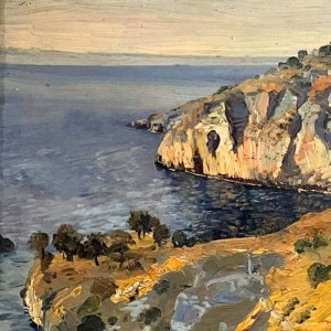 M. ROEDER, Scogliera sul mare - Max Roeder (1866 - 1947)
