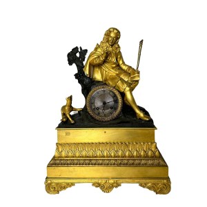 Pendule en bronze doré au mercure et à la satiné