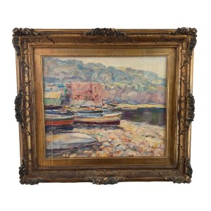 CANZANELLA, Seascape with boats on dry land - Canzanella