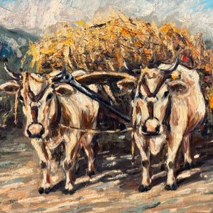A. VIRZI, Landscape with cows - A. Virzi