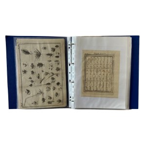 Book containing 40 sheets including watercolor illustrations, advertising prints, geometric drawings, design drawings, and various others