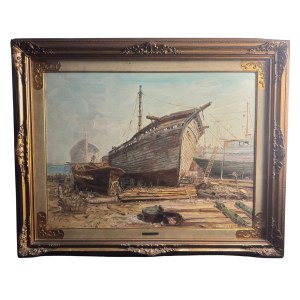 A.MARTUCCI, Sailboats in the shipyard - A. Martucci